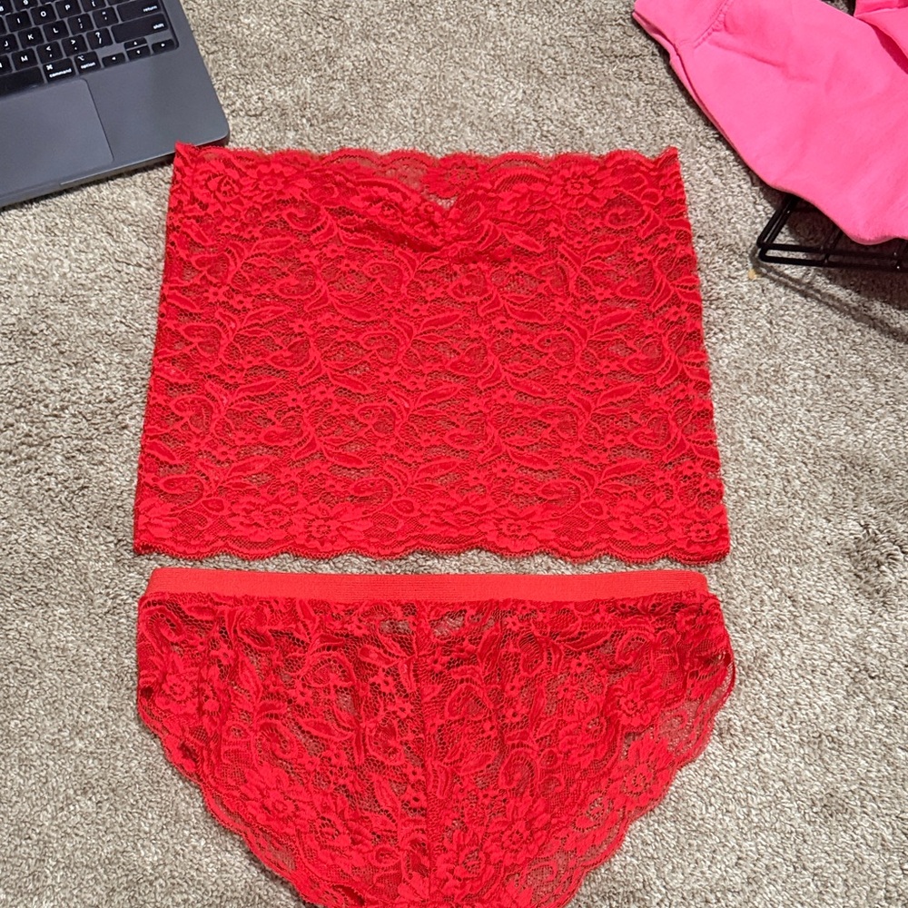 Red Lace Women Intimates Set